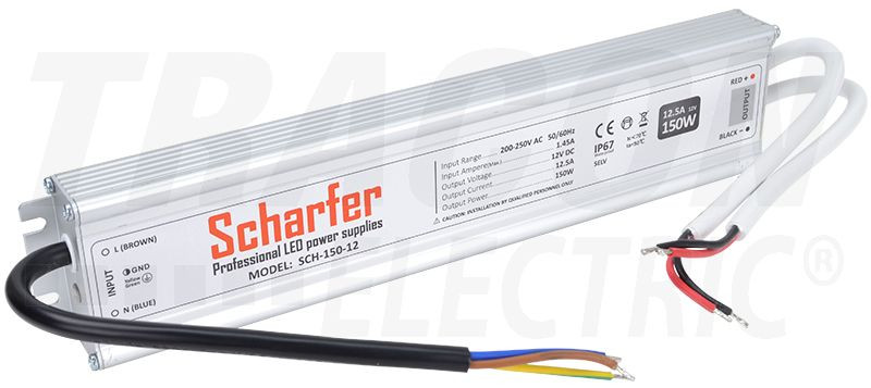 LED gonilnik/napajalnik, kovinsko ohišje 220-240 VAC / 12 VDC; 150 W; IP67