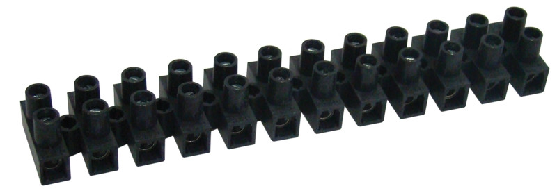 Dvoredna vrstna sponka 4 mm2, 25 A, "H", 12 členov, črna