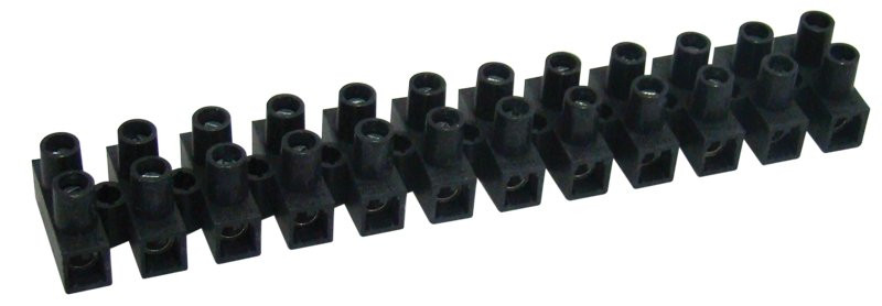 Dvoredna vrstna sponka 25 mm2, 80 A, "H", 12 členov, črna
