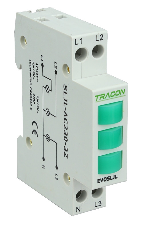 Vrstna LED signalna svetilka, 3 x zelena 3×230V AC