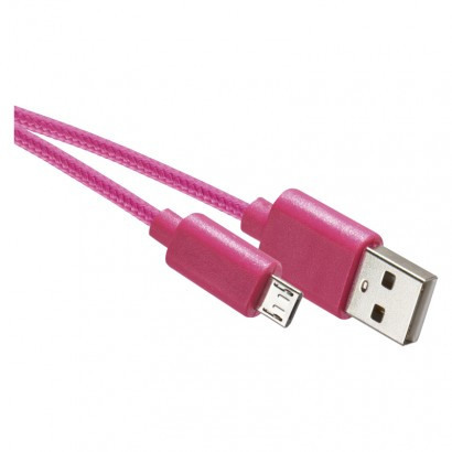 Kabel USB-A / micro USB-B, 2.0, polnjenje, podatki, 1 m, roza