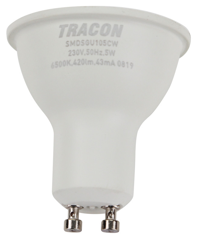 SMD LED spot žarnica s čipom SAMSUNG 230V, 50Hz, GU10, 5W, 420lm, 6500K, 120°, EEI=F