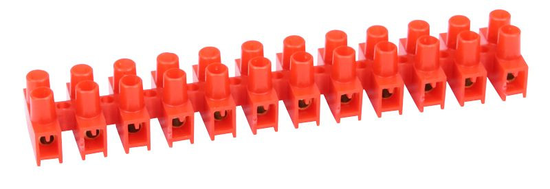 Dvoredna vrstna sponka 4 mm2, 25 A, "H", 12 členov, rdeča
