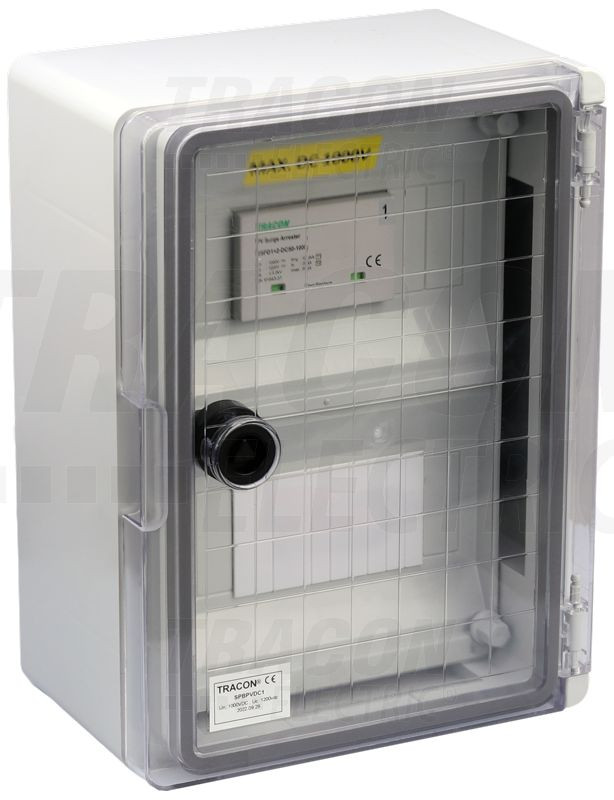 Prenapetostna zaščitna omarica za fotovoltaične sisteme 280×210×130mm,IP65,IK10,DC1+2, 1000V, Imax:200A, Iimp:12.5kA