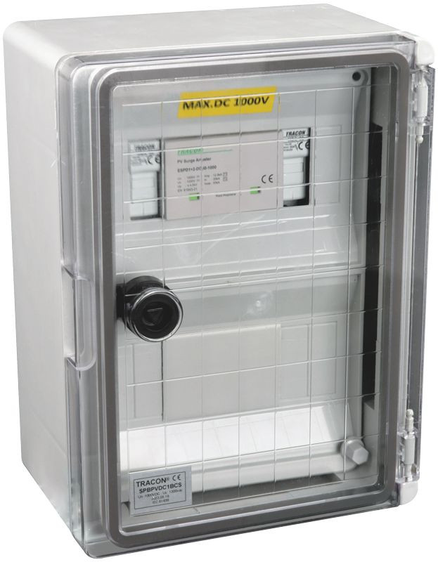 Prenapetostna zaščitna omarica za solarne sisteme 320x210x130mm, IP65, DC1+2, Un=1000VDC