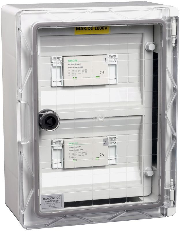 Prenapetostna zaščitna omarica za solarne sisteme 340x260x130mm, IP65, DC1+2, Un=1000VDC