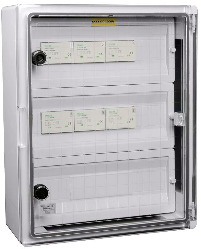 Prenapetostna zaščitna omarica 500x400x170mm, IP65, DC1+2, Un=1000VDC