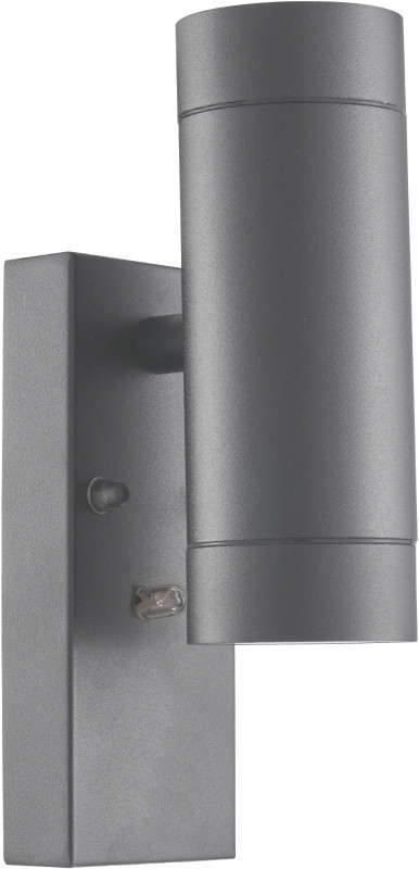 Stensko zunanje spot svetilno telo+somrak/luxomat, antracit 100-240VAC, 50Hz, 2xGU10, max 35W, 30lux, IP44