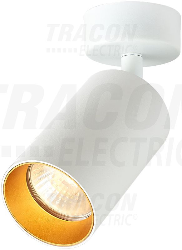 Stropno nastavljivo spot svetilno telo, belo, zlati reflektor 100-240VAC, 50Hz, 1xGU10, max.35W
