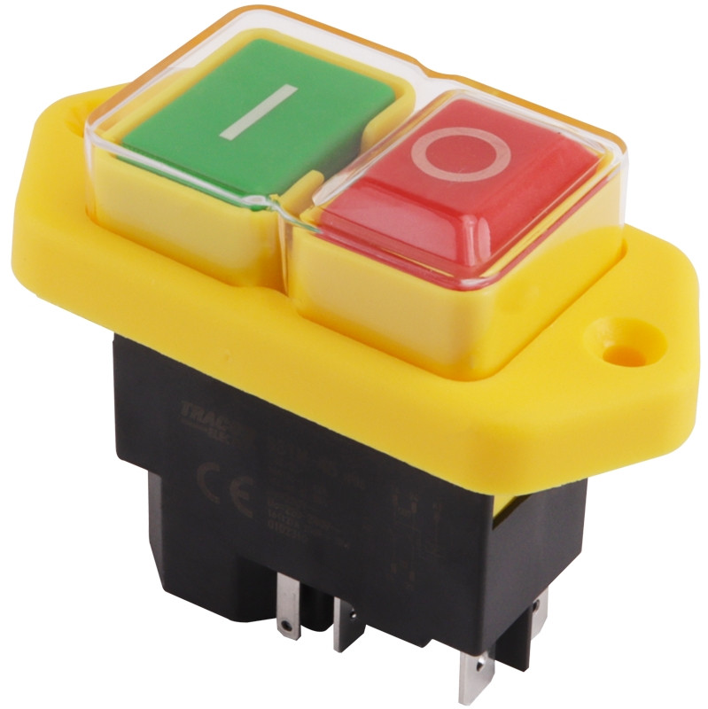 Varnostno pritisno stikalo z relejem, vijačna, rumeni okvir 5PIN, 230 VAC, 12A/AC1, IP54, 6,3×0,8