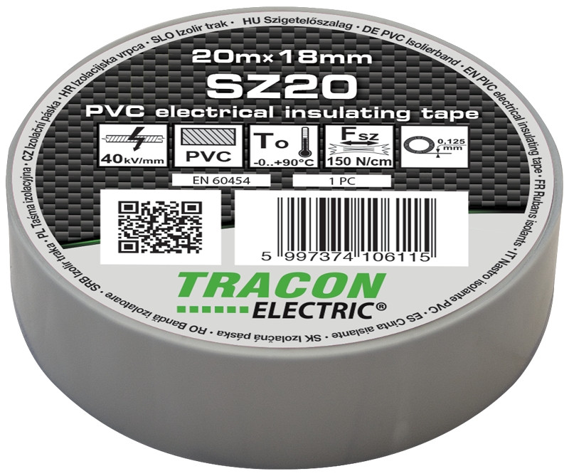 PVC izolirni trak 20m x 18mm siv