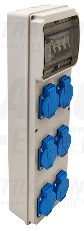 Priključna omarica z zaščito Prot.: RCCB, MCB, Out: 6×SCHUKO