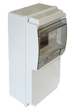 Priključna omarica - prazna, z montažnim tirom, ABS, L×W×H=350×130×77mm, IP55, 6 modul