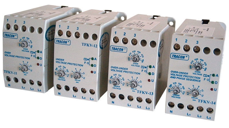 Zaščitni rele-pre/podnapetostni-3faz, nastavljiv, Umin=160V / Umax=390-490V, 5-15min, 0-15min, 5A/250V