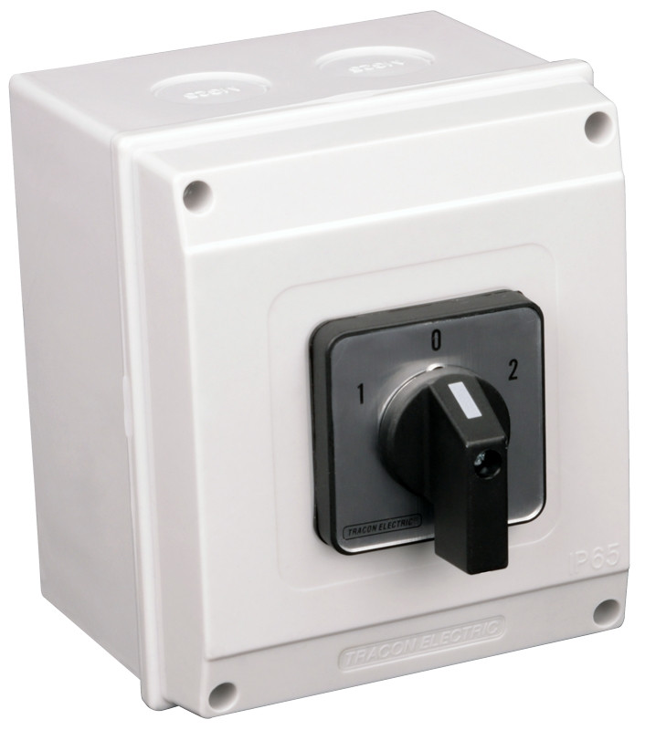 Grebenasto stikalo z ohišjem, (1-0-2) 400V, 25A, 2×3P, 7,5kW, 48×48mm, 60°, IP65