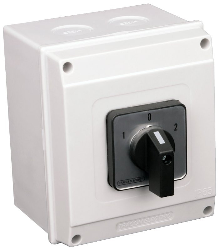 Grebenasto stikalo z ohišjem, (1-0-2) 400V, 25A, 2×4P, 7,5kW, 48×48mm, 60°, IP65