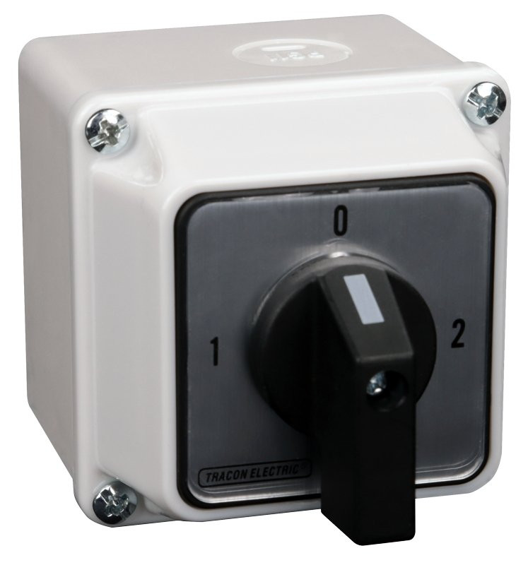 Grebenasto stikalo z ohišjem,2x4P, 32A, 400V, (1-0-2), 90°, IP65