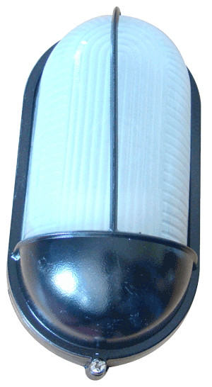 Ladijska svetilka, pokrita, ovalna, 230V, E27, max. 60W, IP44, črna