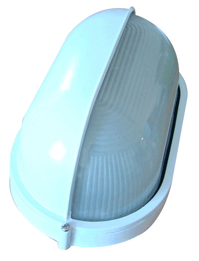 Ladijska svetilka, pokrita, ovalna, kovinska, 230V, E27, max. 100W, IP44, bela