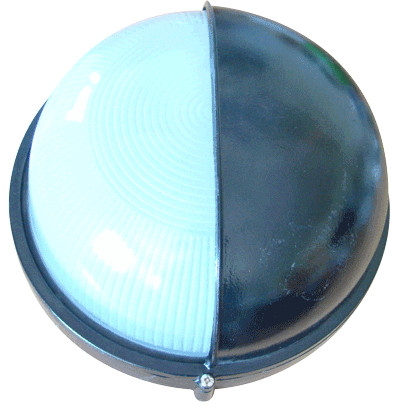 Ladijska svetilka, pokrita, okrogla, kovinska, 230V, E27, max. 100W, IP44, črna