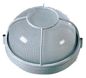 Ladijska svetilka, z mrežo, okrogla, 230V, E27, max. 60W, IP44, bela