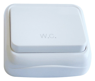 Nadometna tipka z napisom WC 10AX/250V, IP20
