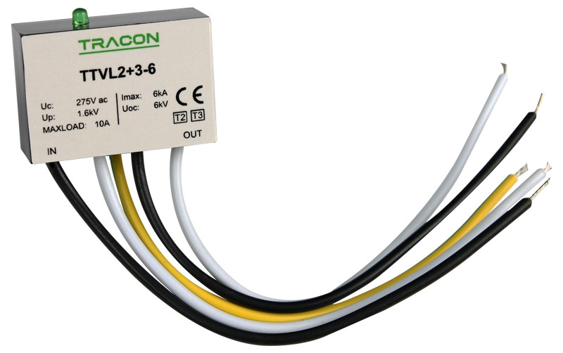 LED odvodnik prenapetosti Un=230-275VAC, 3/6kA, Up=1,5kV, IP20