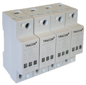 AC/DC prenapetostni odvodnik tipa 1+2,vgrajen zaščit.element 230/400 V, 8 kA (10/350us) 40/80 kA (8/20us), 3P+N/PE