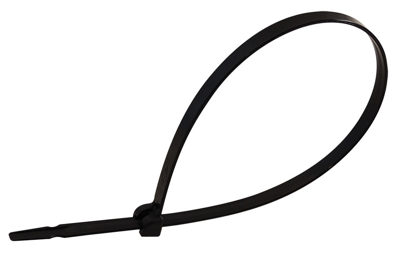 Kabelska vezica s kovinskim jezičkom, črna 140x3,6 mm, PA 6,6 