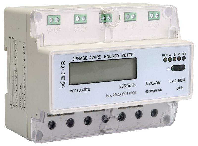 Neposredni števec el. energije, MODBUS, 3F, LCD, 7modulni 400VAC / 10(100)A