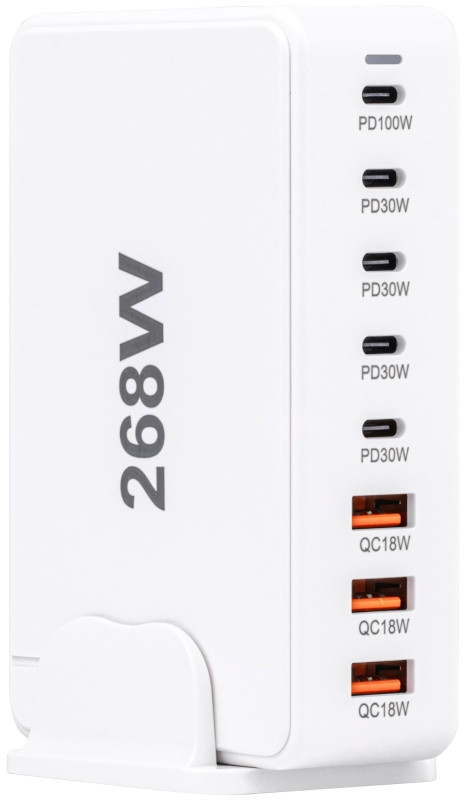 USB polnilna postaja, bela 3 USB A, 5 USB-C, 268W