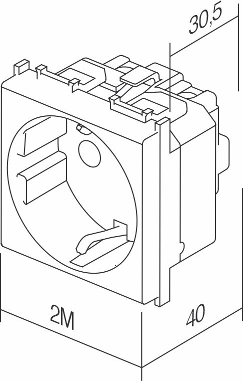 Vtičnica SCHUKO+KS 2P+E 16A 250V~ 2M AR