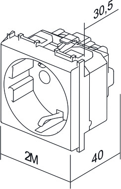 Vtičnica SCHUKO+KS+POKROV 2P+E 16A 250V~ 2M RT