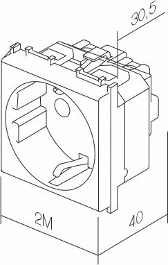 Vtičnica SCHUKO+KS+POKROV 2P+E 16A 250V~ 2M AA