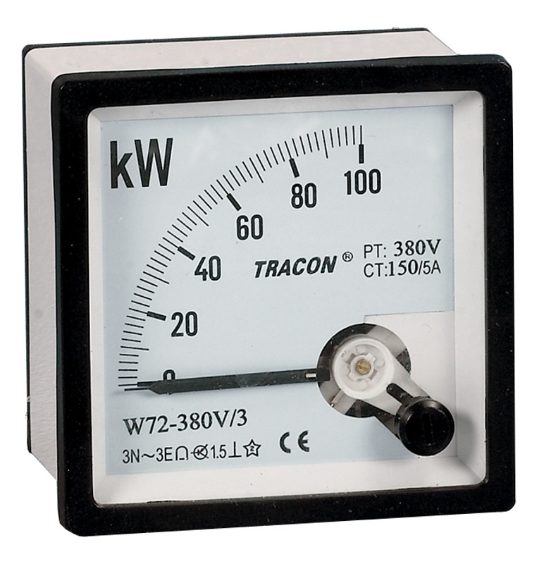 Analogni vatmeter za merjenje trifazne moči, 4-vod, 96×96mm, 400V AC