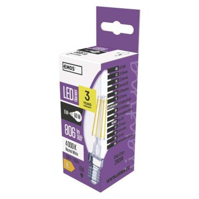 LED žarnica filament candle 6W E14 WW
