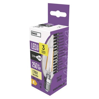 LED žarnica filament candle 2,2W E14 WW
