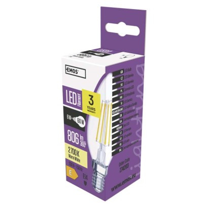 LED žarnica filament candle 6W E14 WW