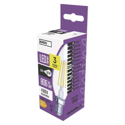 LED žarnica filament candle 6W E14 WW