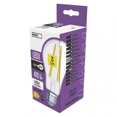 LED žarnica filament A60 4,2W E27 NW