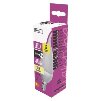 LED žarnica classic candle tail 5,2W E14 WW