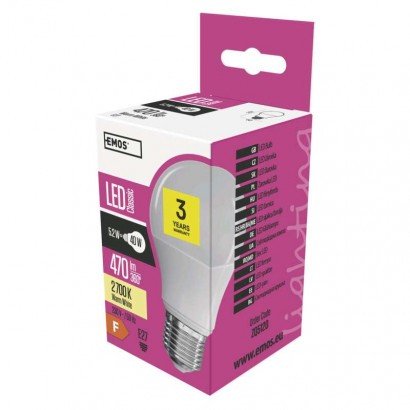 LED žarnica classic A60 5,2W E27 WW