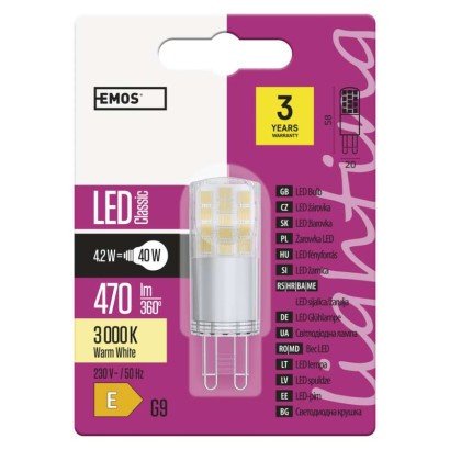 LED žarnica classic JC 4,2W G9 WW