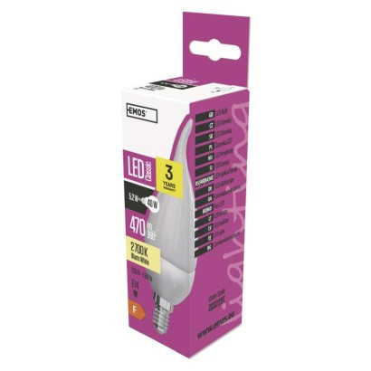LED žarnica classic candle tail 5,2W E14 WW