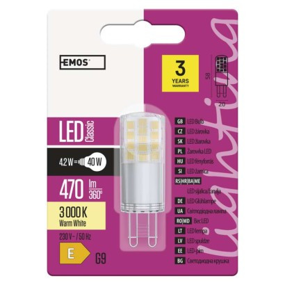 LED žarnica classic JC 4,2W G9 WW