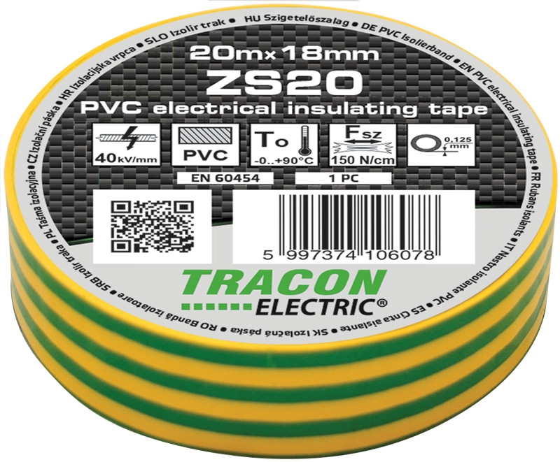 PVC izolirni trak 20m x 18mm rumeno/zelen