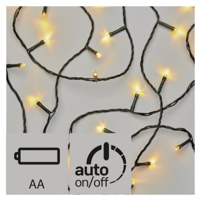 40 LED razsvetljava, 3× AA, 2,8m, zunanja, WW, timer