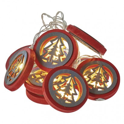 LED dekoracija - božično drevo, 2×AA, rdeče, WW, timer