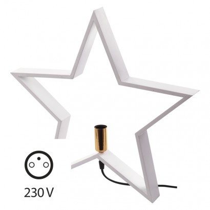 LED dekoracija - zvezda lesena, E14, 48cm, bela