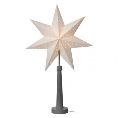 LED dekoracija - zvezda papirna na stojalu,E14, 46×70cm,siva